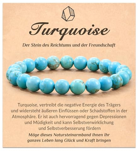 POWWA 100% Naturstein Armband – Stresslinderndes Armband mit Heilenden Edelsteinen, Glücksbringer & Energiearmband, Geschenk für Damen & Herren