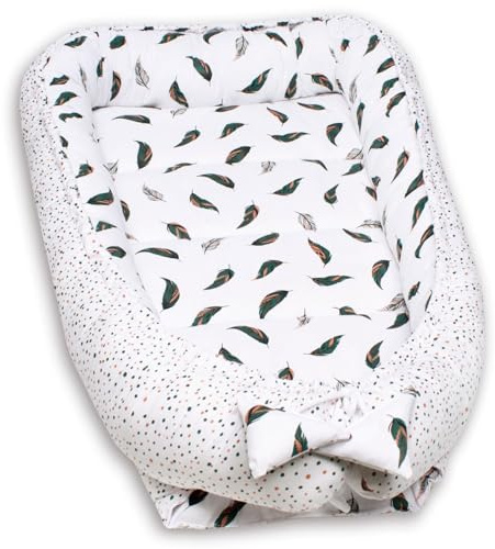 PaLulli 120x60 cm Babynest Babynestchen XXL Babykokon 2seitig 100% Baumwolle Kissen Nestchen für Babybett Reisebett für Baby und Säugling