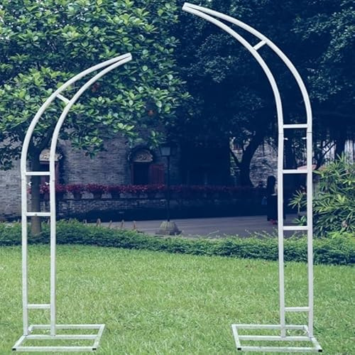 Set Of 2 Metal Curved Wedding Arch Frames Balloon Arch Backdrop Stand For Ceremony And Party Birthday Anniversary Baby Shower Floral Indoor Outdoor Event Decor (Color : White, Size : 210cm+240cm)