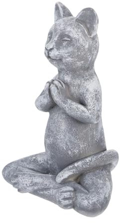 OUNONA 1stück Harz Katzenfigur Meditierende Katze Für Garten Und Innenraumdekoration Yoga Ornament Für Ruhige Atmosphäre Wetterfest Gartendeko Handgefertigt Beruhigende