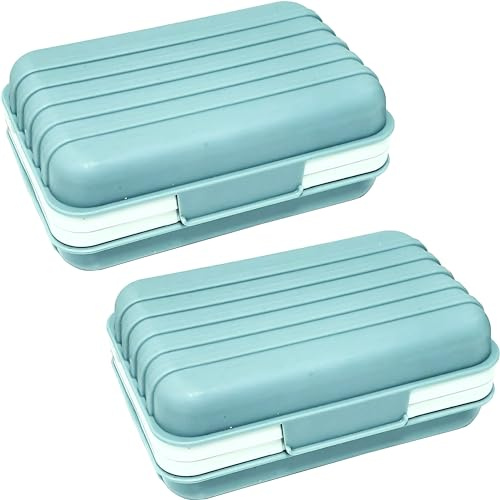 Seifenschale mit Deckel, Reise-Seifenetui, Abtropfseifenhalter, tragbare Seifenbox für Reisen, Camping, Dusche, Badezimmer Lofekea (2, Blue)