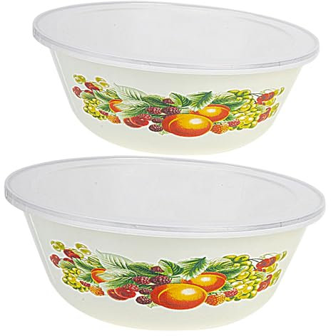 FUNOMOCYA 2 Juegos de Cuencos Tapa Contenedores de Alimentos Esmaltados Diseño Retro y Grueso para Almacenamiento en Cocina