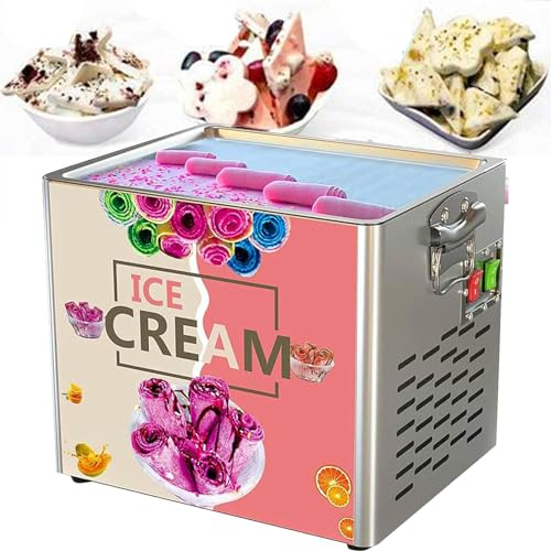 DPQYJPP Mini máquina para Hacer Rollos de Helado eléctrica, máquina para Hacer Helados fritos de Yogur 330 W, máquina para Hacer Helados automática, Gran Idea de Regalo de cumpleaños
