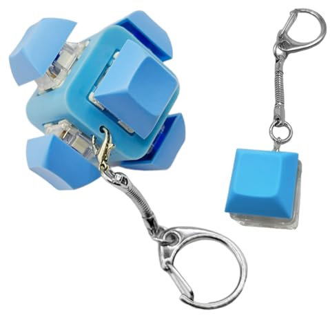 Keyboard Fidget Toy Keyboard Fidget Keychain Decompression Toys Keyboard,Cute Button Fidget Keychain,Keyboard Fidget Clicker Toy for Adults Teens(Blue)