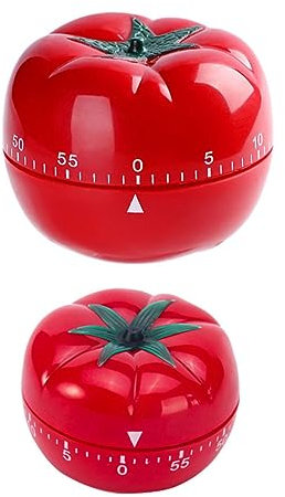 SEWOART Mechanical Tomato Kitchen Timer 2pcs Set, Wind-up Cooking Countdown Timer for Food Preparation, Tomato Shaped Time Reminder Tools for Baking and Cooking