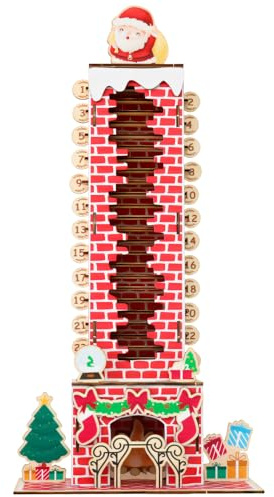Calendrier de l'Avent Père Noël 2024, cheminée, calendrier de Noël, calendrier de l'Avent de Noël, calendrier de l'Avent en bois, compte à rebours