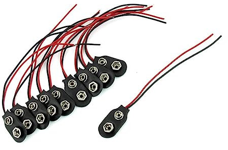 DOITOOL 10pezzi Connettore Clip Batteria Con Cavo Nero Materiale Plastica e Metallo Robusto Facile Da Installare Per Alimentazione Led e Dispositivi Volt