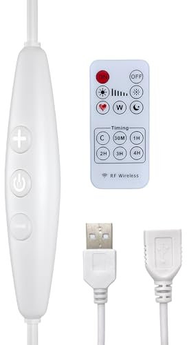 Clearhill Variateur d'intensité USB 5 V 2 A avec connecteurs USB mâles et femelles, télécommande, gradation à 6 vitesses, fonction marche/arrêt, fil 22 AWG, retard d'arrêt de 60 s, pour lumières LED 5