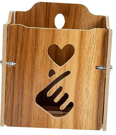 VOSAREA Wall Mounted Storage Box Wood and Remote Controller Khaki Phone
