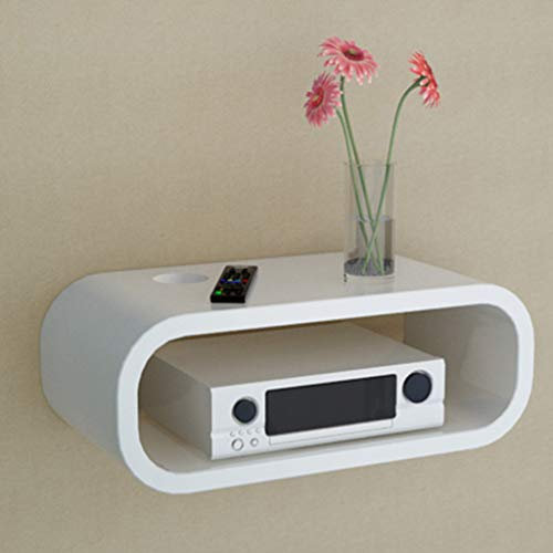 Étagère murale flottante pour routeur WiFi TV Box Set Top Box Enceinte Streaming Device Console de jeu Blanc