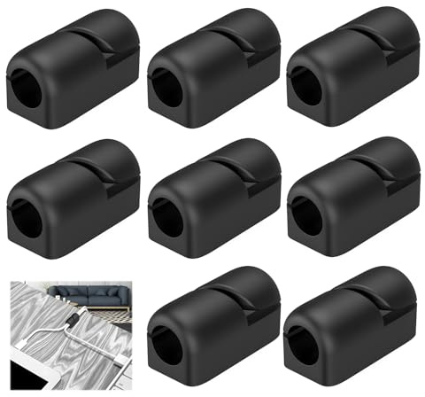8 Stück Kabelhalter Selbstklebend Kabelklemmen, Schwarz - Robuste Kabelklemmen für Kabelmanagement und Organisation zu Hause und im Büro, Einfache Installation, Platzsparend und Langlebig