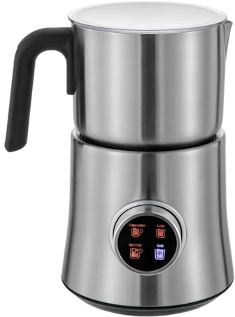 Montalatte elettrico in acciaio inox, 500 W, 900 ml, per caffè, cioccolata calda, per casa, negozi di tè al latte, caffè, 17,8 x 22,2 cm, argenteo