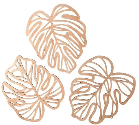 MagiDeal 3X Hojas de Palma de Madera decoración de Pared, Amarillo Claro