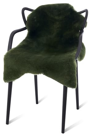 Australian Lammfell Echt Grün 90 x 60 cm, Schaffell Echt Grün, Naturfell | [Geschorenes 3 cm] geruchlos, Lammfell Teppich für das Sofa, Schaffelle