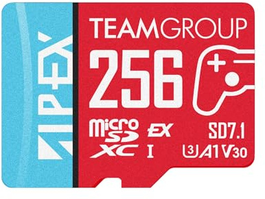 TEAMGROUP APEX 256GB microSD Express Card, microSDXC Memory Card U3 A1 V30 R/W up to 800/700 MB/s, Compatible w/Nintendo-Switch 2, UHS-I Compatible, with Adapter TAPMSDE256GIV30A102