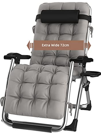Lsoiup Robuster, extra breiter Zero-Gravity-Gartenliegestuhl, 72 cm tragbare, klappbare Sonnenliege, Bequeme, stabile Gartenstühle