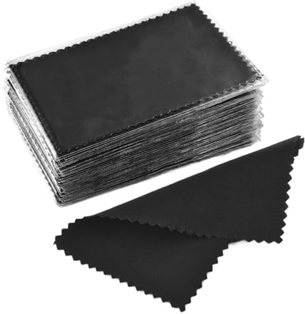 ewelry Cleaning Cloth, Paquete de 50 paños for limpiar joyas, multicolor, varios tamaños(Black,10 * 6.5cm)