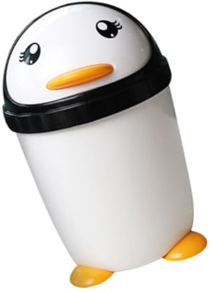 FUNOMOCYA Papelera De Plástico Con Tapa Abatible Diseño Para Coche Oficina Hogar Cocina Oficina Base Estable Color Negro y Blanco