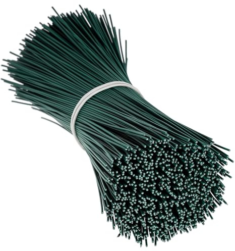 NOLITOY 1000 Bridas de Sujeción Flexibles de Hierro Galvanizado Alambre de Amarre de 055 MM de Diámetro y 15 CM de Longitud Color Verde Hierba para Jardinería Atar Ramas y Organizar