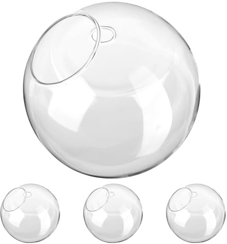 Levemolo 4 Piezas Maceteros de Vidrio Redondos para Colgar Pared Jarrones Transparentes para Propagación de Plantas Decorativos para Interiores como Salón Oficina y Restaurante