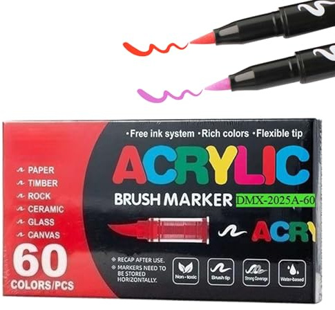 Acryl-Marker-Set – weiche Spitze Acrylfarbstifte zum Malen auf Holz, Stein, Leinwand, Stoff, Eiern und Felsen | Schnelltrocknende, wischfeste, wasserfeste Marker für DIY Handwerk, Geschenkfüller