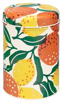 Elite tins Emma Bridgewater Oranges & Lemons Round Tin Caddy, 106mm x 150mm, Decorative Storage Container