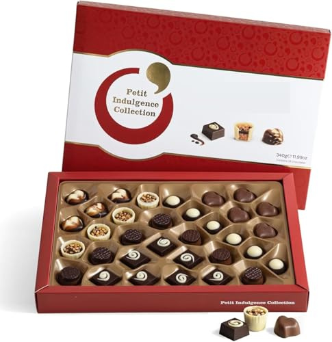 Lily O Brien Gourmet Petit Chocolate Indulgence | Valentines Day Present | Large Box - 340g | 33 Chocolates | Delightfully Dark, Milk & White Assortment Perfect Treat for Special Occasions