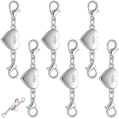 Magnetverschluss Kette Herz 6 Stück Kettenverschluss Silber 925 Sterling Magnetverschluss Armband Verschluss Kette Verbindungsverschluss Für Schmuckherstellung