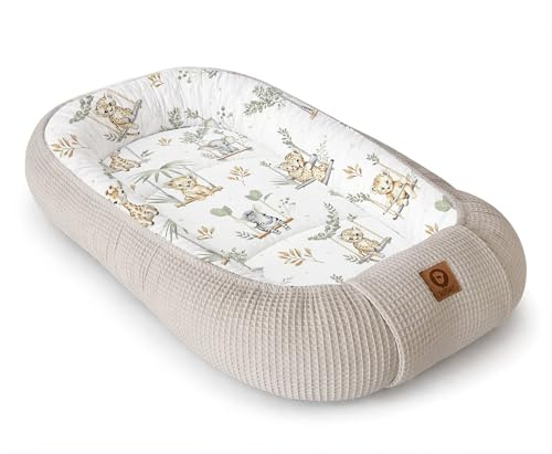 Babynestchen Neugeborene – Nestchen Baby aus Waffel Baumwolle & Baumwollstoff – Babynest für Babybett & Kinderbett – Baby Kokon Tragbar – OEKO-TEX – Zubehör für Babybett - Schaukeln und Sand