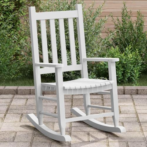 Sedia a dondolo per bambini, in legno massiccio di pioppo, 49 x 66,5 x 85,5 cm, con rete a doghe e braccioli, per soggiorno, camera dei bambini, giardino, rilassarsi, giocare, leggere