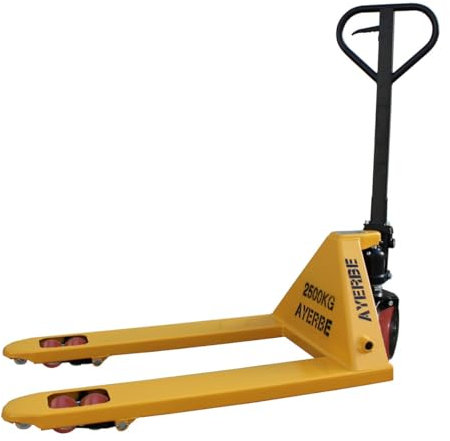 Ayerbe 0003345 Transpaleta Manual con Pala Corta y Ancha, Capacidad de Carga Hasta 2000 Kgs