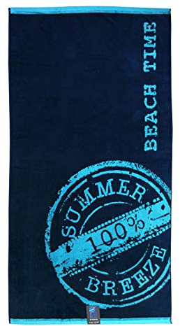Jilda-tex strandhandduk 90 x 180 cm badhandduk strandlakan handduk 100 % bomull velour frotté lättskött (Beach Time)
