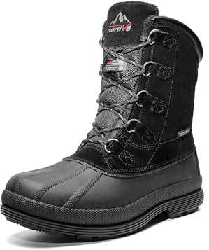 NORTIV 8 Men's Insulated Waterproof Work Winter Snow Boots 170390 M Black Size 10.5