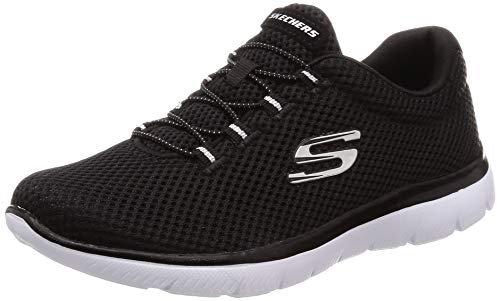 Skechers Summits Lite, Zapatillas Mujer, Black Mesh White Trim, 39.5 EU