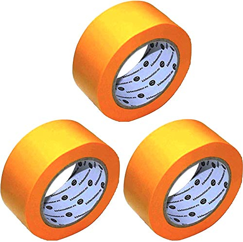 3x Rollen | 50mm x 50m | Goldband (soft) | Maler Abdeckband | klebemeister.eu