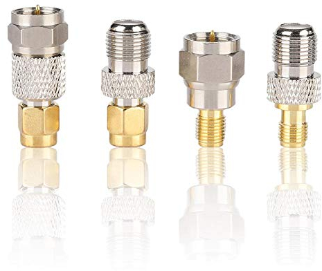 Yunir Funkkonverter, tragbarer 4-teiliger Messing-Antennenanschluss F zum SMA-Funkkonverter, für Antennen, DAB-Antennenadapter, Koaxialkabel, Funkscanner usw.