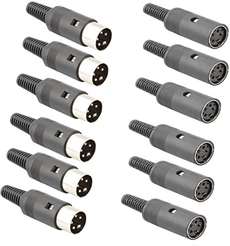 RUNCCI-YUN 12pcs 4-Polig DIN Stecker und Buchse, Löten Verbinder für Panel Mount Audio AV Kabelanschluss Lautsprecher (Schwarz)