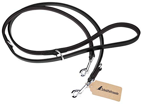 Schnüffelfreunde Hundkoppel av Läder I Läderkoppel för hunden I Koppel för Hundar (230cm, Svart)