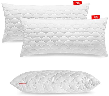 Softimi Kopfkissen Schlaffkissen Bettkissen Gestepptes Premium Kissen 2er Set 40x80 cm Antiallergisch - Anti-Milbe - Geruchlos sofort verwendbar - Mit Härteeinstellung (2er Set 40x80 cm)