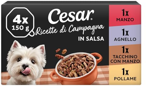Cesar Ricette Di Campagna Cibo Per Cane, Selezione Assortita, 150 G, 24 Vaschette - 3600 G