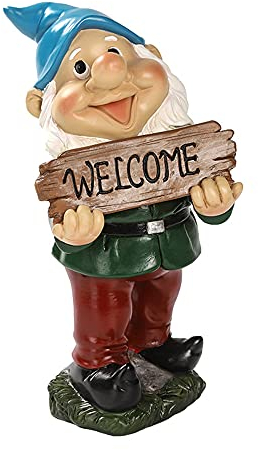 XUBX Gnomo da giardino, Statuetta decorativa per esterni o interni, Figura da Giardino, Nano da giardino, 19 cm statua da giardino per esterni, Statuetta da Giardino, Statue da Giardino Decorazioni-1