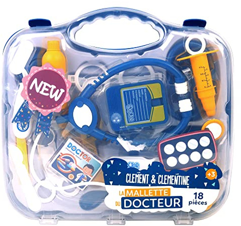 MGM Clement Clementine - Valigetta del Dottore - Gioco di Imitazione - 030456A - Blu - Plastica - Medico - Giocattolo per Bambini - 27 cm x 25 cm - A Partire dai 3 Anni