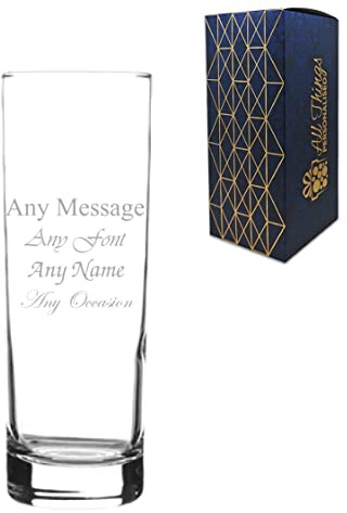 Personalised Engraved 315ml Tall Highball Glass with Gift Box