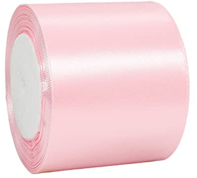 22m Satinband Geschenkband Rosa 75mm Breit,Auto Seidenband Rosa Dick Schleifenband Satin Dekoband Geschenkverpackung Deko Band Stoffband für Halloween Weihnachten Hochzeit Taufe Geburtstag DIY