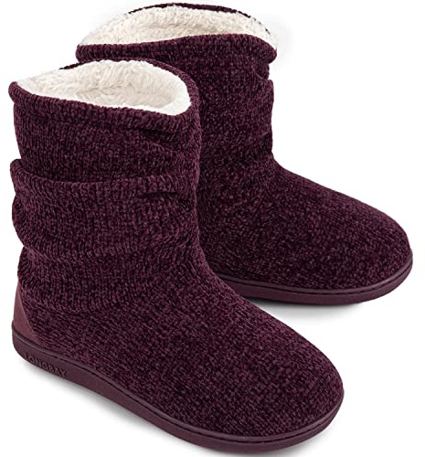 LongBay Women Slipper Boots Warm Memory Foam Indoor Outdoor House Shoe Gift | Elegant Chenille, Plush Fleece Lining, Cushioned Support, Non-Slip, Gift, Home Lounging, Walking & Shopping, Indoor Outdoor