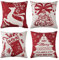 LuxFocus Juego de 4 fundas de cojín navideñas de lino sintético rojo para Navidad, cojín decorativo para sofá, salón, dormitorio, 45 x 45 cm