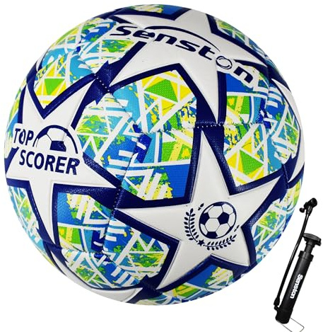 Senston Fußball mit Pumpe, Präziser Steuerung Fussball Größe 5, Perfekt für Training und Wettkämpfe, Guter Haltbarkeit