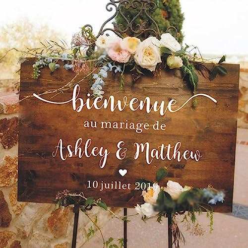 gume Aufkleber Hochzeit personalisiert,willkommensschild Hochzeit, willkommensschild Hochzeit acryl personalisiert,Party Decor (Weiß,33x57cm)