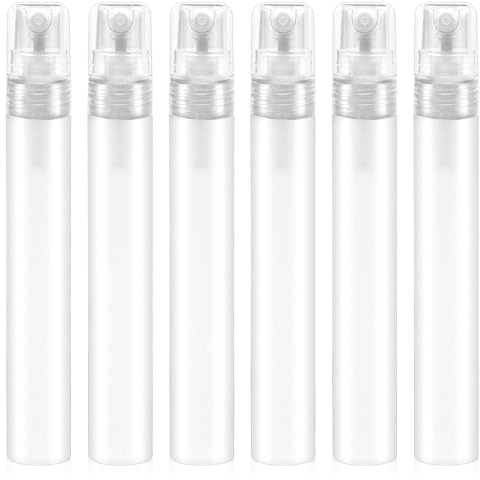 Mozeat Lens 6 PCS 10ml Mini Spray Bottle Plastic Portable Travel Bottle Fine Mist Refillable Mini Perfume Sample Bottles Clear Plastic Spray Bottle Empty for Cleaning Travel Essential Oils