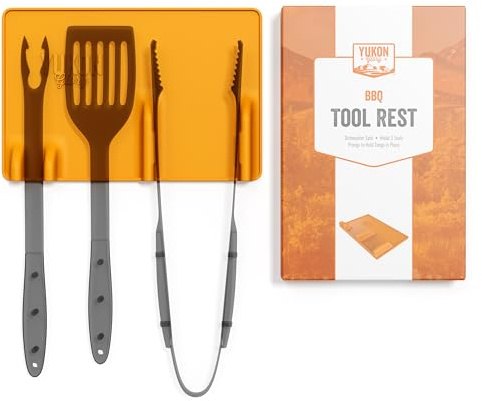 Yukon Glory Orange Tool Resting Mat | BBQ Utensil Holder | Heat-Resistant, Non-Stick Silicone Mat | Essential Grilling & BBQ Accessories | Outdoor Cooking Tool Organizer | Kitchen Spatula Station